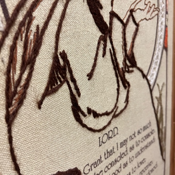 Vtg Framed Embroidered Prayer of St Francis Lord-grand i may not so much seek - Picture 9 of 11